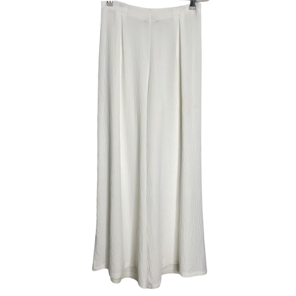 Zara Wide Leg White Textured Palazzo Pants Cruise Resort Medium